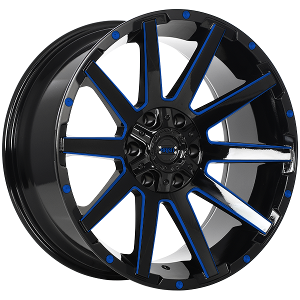 Ruffino HARD Sinner 20X9 6X135 / 6X139.7 ET 0mm Gloss Black - Blue Milling