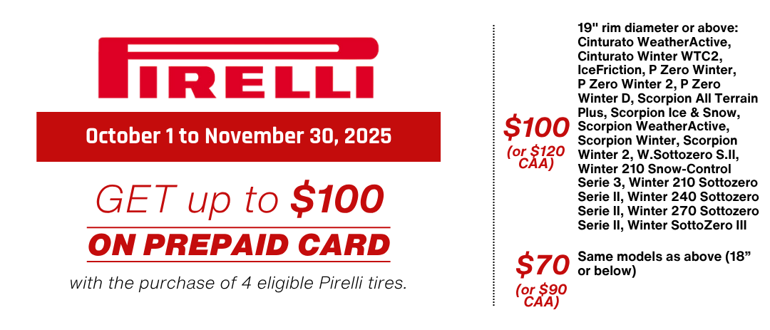 Pirelli rebate 2025 flyer Canada